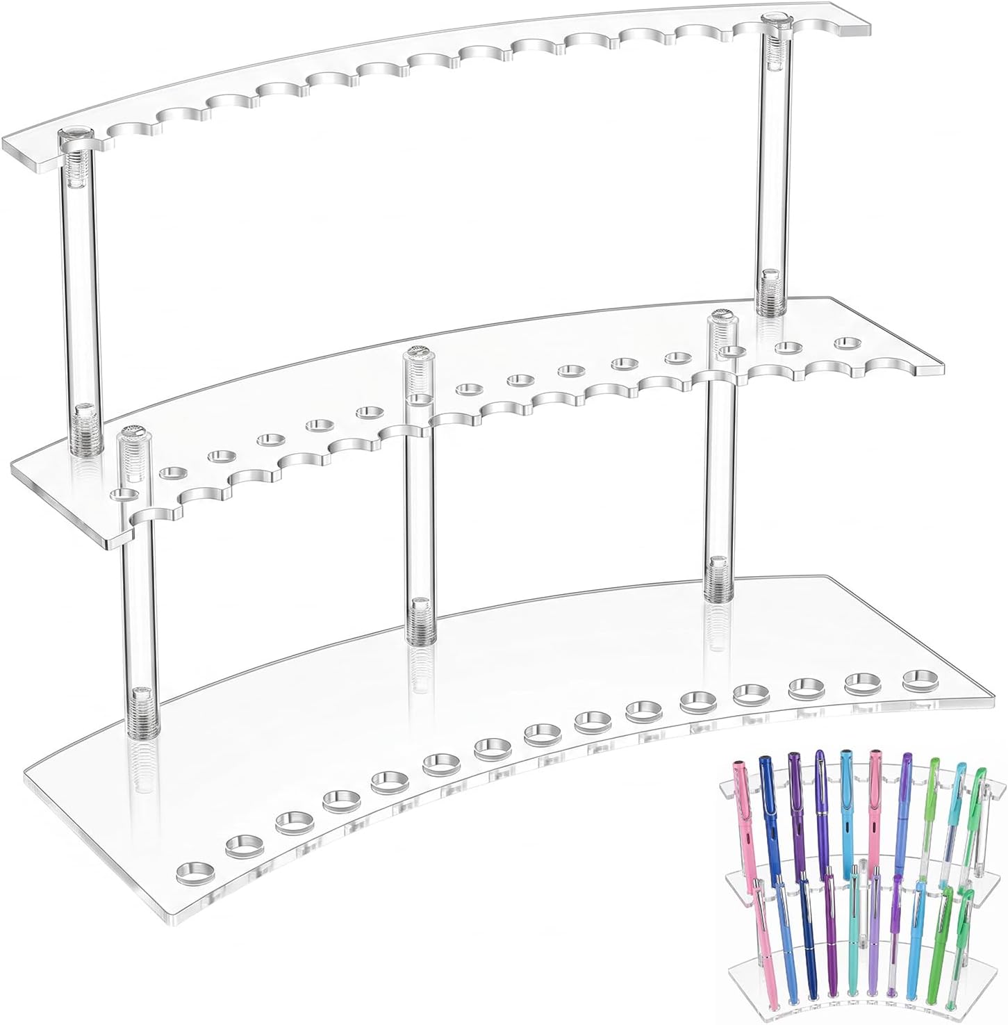 2-Tier Acrylic Pen Display Stand with 30 Slots