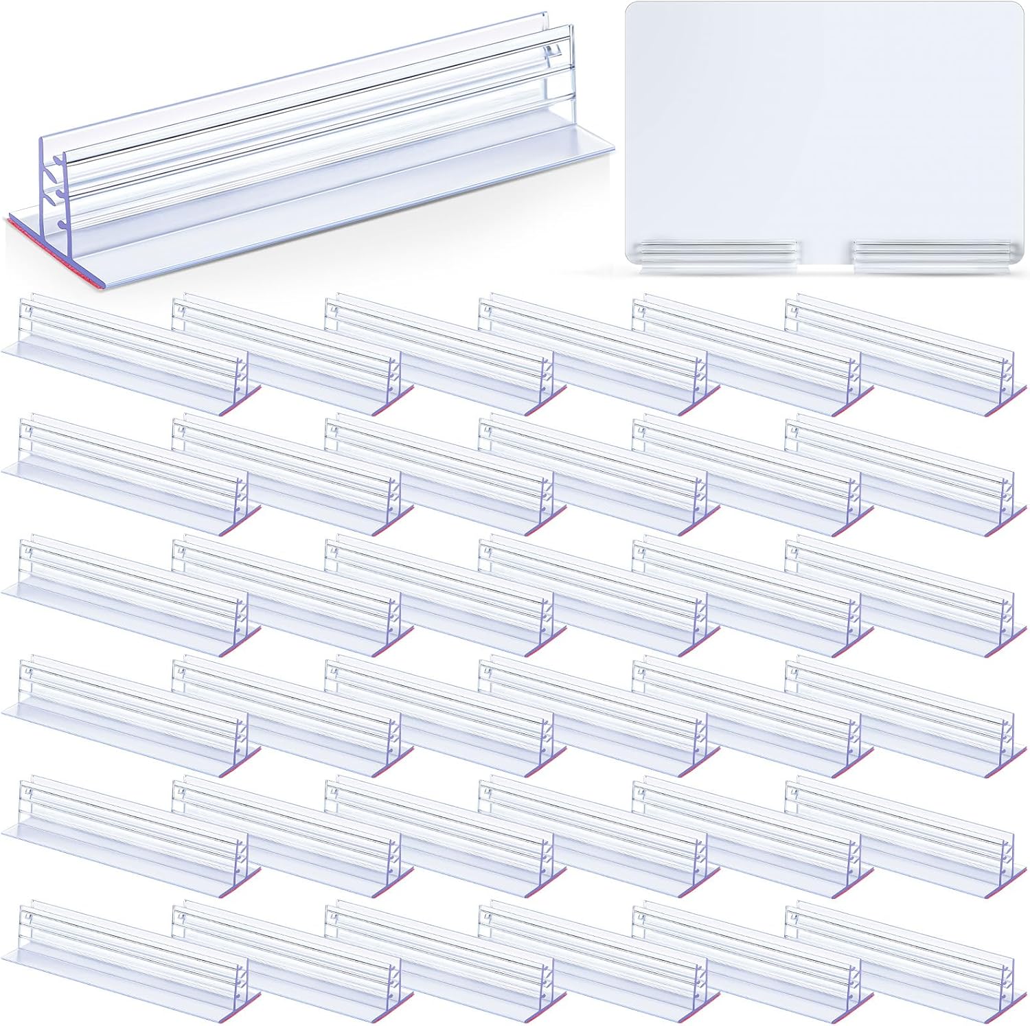 Clear 3x1 Inch Adhesive Gripper Sign Holders, 30 Pack